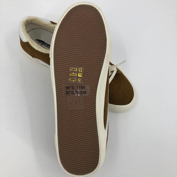 New Madewell Lowtop Brown Sneakers Men's Size 9.5 Women's 11 Unisex Fleece Lined - Picture 9 of 9